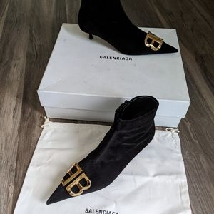 NIB Balenciaga Black Velvet Ankle Boots
